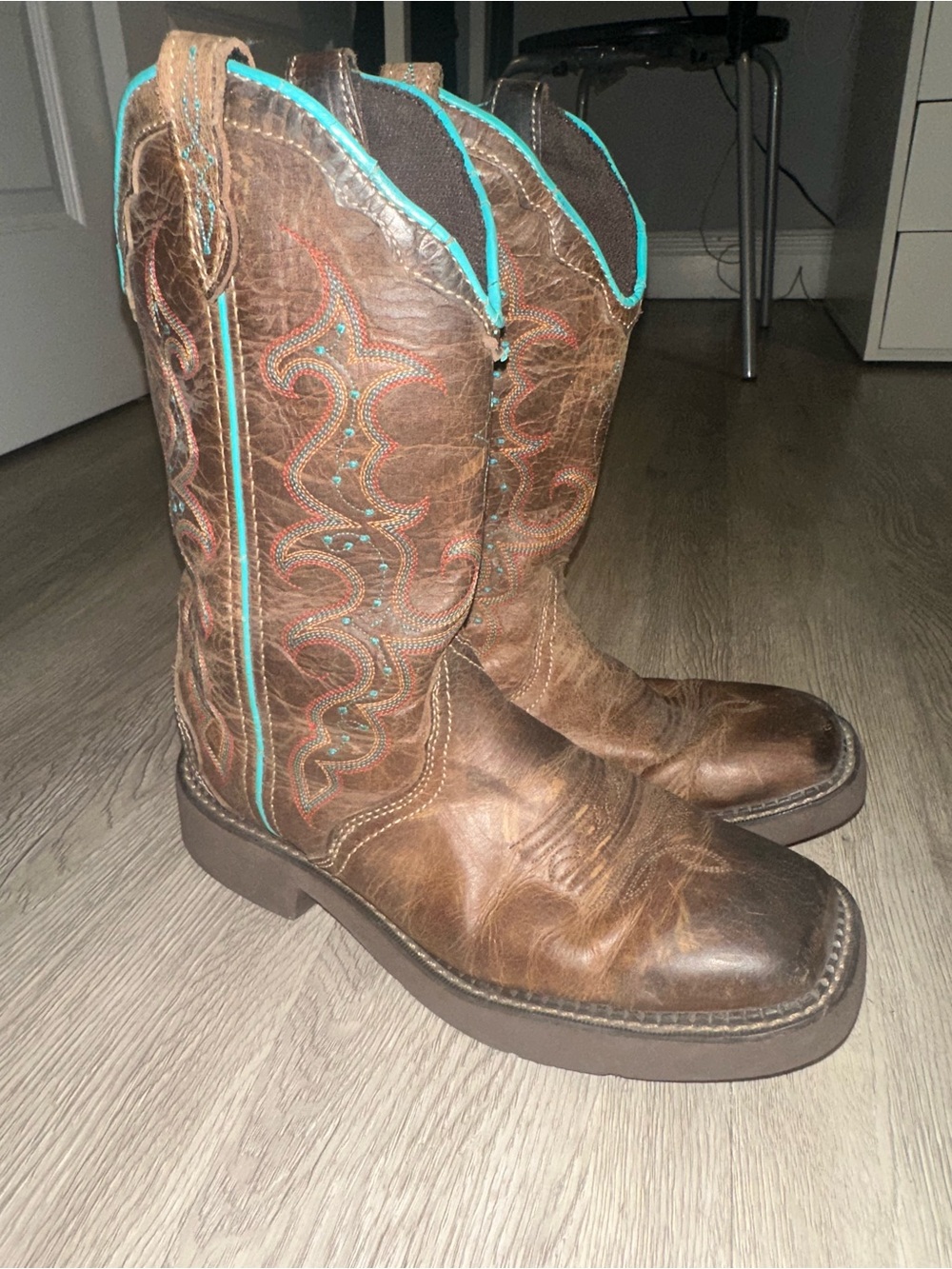 Justin Gypsy Brown Square Toe Western Cowboy Boots Women’s Sz 9 B